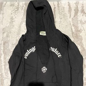 Vintage Juicy Couture Hooded v neck sweatshirt with pin and graphic back RARE!